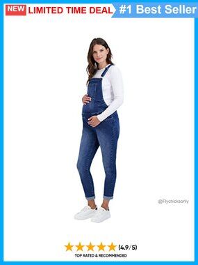 Maternity Denim Overalls Bib Jumpsuit Straight Leg Pregnancy
